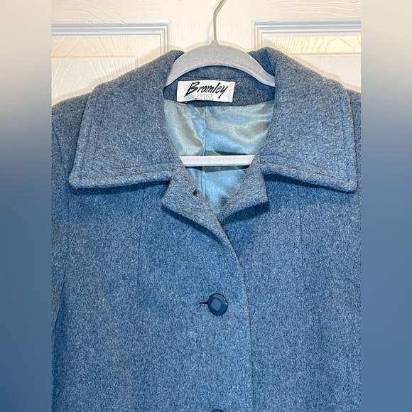 Bromley 100% Wool Button Down Trench Coat Long Sleeves Women’s Size Medium/Large - Picture 2 of 16